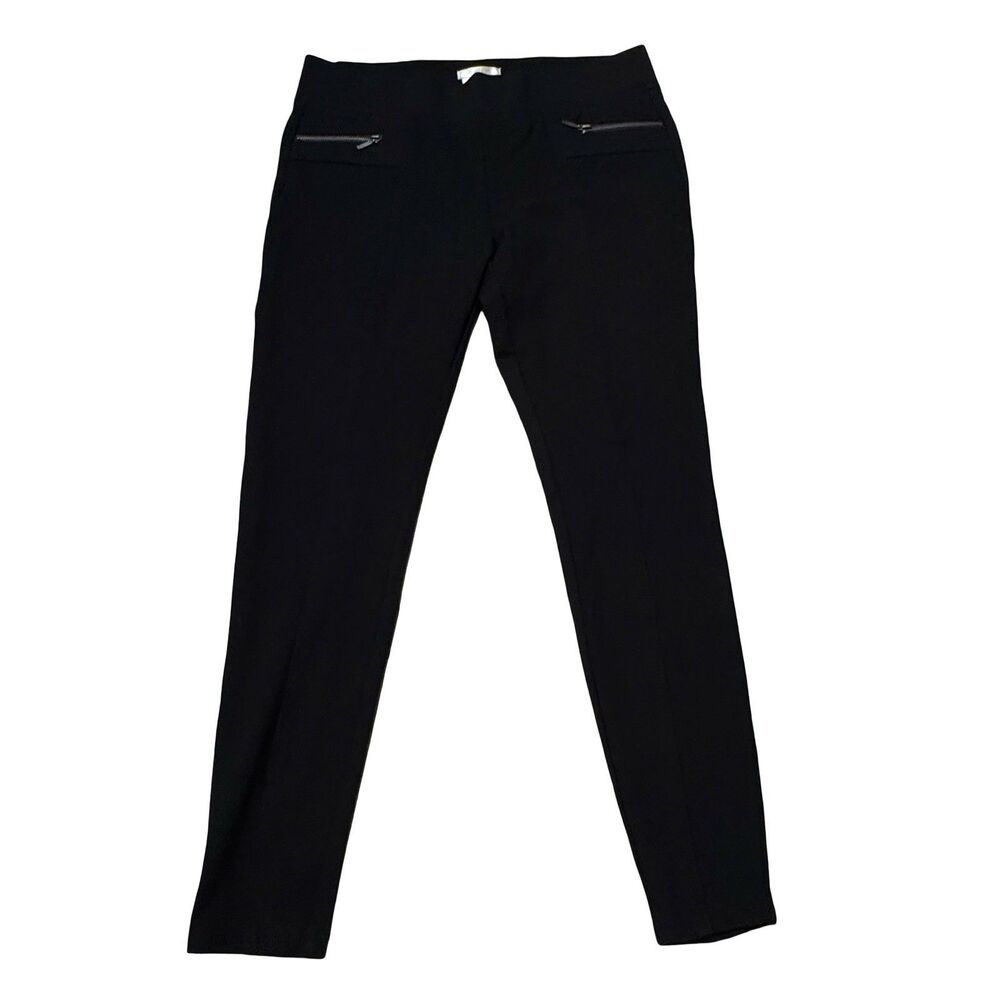 Matty M Pants Size M Black Mid Rise Elastic Waist Stretch Zippers Skinny